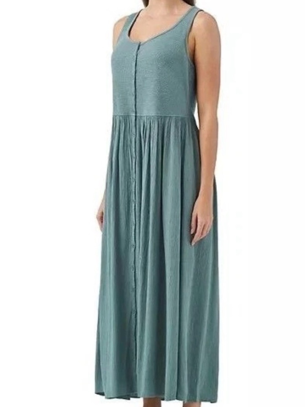 Frye Sleeveless Button-Front Maxi Dress in Teal Green size XL EUC